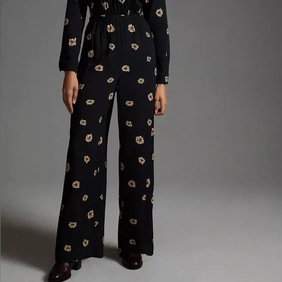 Anthropologie Farm Rio Long-Sleeve Floral Cutout Jumpsuit - Picture 12 of 15